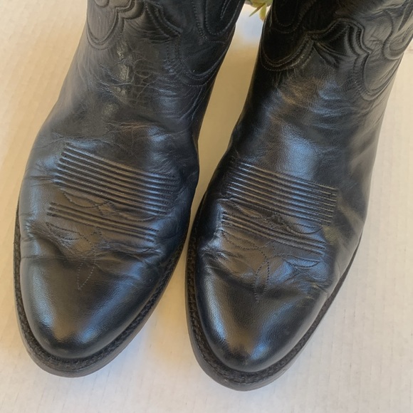 Black Jack Men’s Ranch Hand Almond Toe Leather Boots in Black - Picture 6 of 11